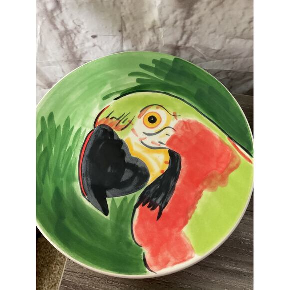 Pottery Barn Tropical Parrots Plates Toucan Cockatiel Cockatoo & Parrot Set of 5 - Picture 7 of 8